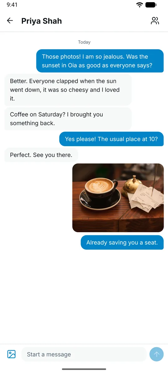 A chat with photos between two friends